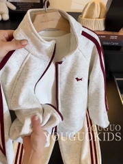 BT756- Bộ nỉ haida khoá kéo màu xám cho bé trai 9-25kg