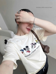 A511-Áo thun 3 MICKEY trắng in ngực in lưng