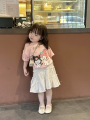 SETKID032-Set áo KUROMI mix CV ren trắng bé gái