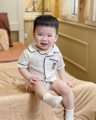 CB245-Combo 2 bộ PIJAMA kẻ karo chạy viền trẻ em chất đũi tằm