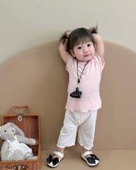 CB253-Set 2 áo thông hơi+1 quần bé gái màu nhạt