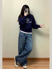 A398- Áo nỉ haida xanh than