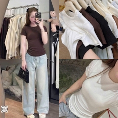 A641-Combo 3 Áo thun cộc tay cotton trắng đen nâu