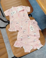 BT442-Bộ bơi vịt hồng liền mảnh bé gái khoá trước ,bèo chân