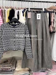 A411- Áo len CDG quảng châu hoạ tiết đen trắng