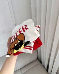 BT441- Bộ 2 áo cotton kẻ đỏ mix quần kaki đỏ