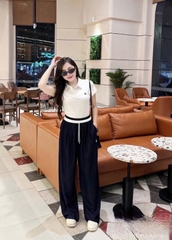 ☘️Quan062- - QUẦN SUÔNG PHỐI cạp 2 màu đen- trắng