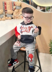 BN184 (9-26kg) Bộ nỉ thu đông dài tay bé trai Mavel phối màu có mũ VNXK