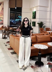 ☘️Quan062- - QUẦN SUÔNG PHỐI cạp 2 màu đen- trắng