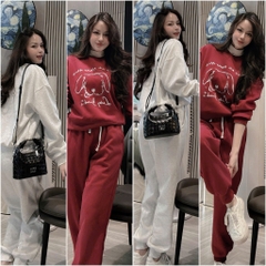 Set810- Bộ mặc nhà áo nỉ hai da phối qq