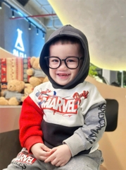 BN184 (9-26kg) Bộ nỉ thu đông dài tay bé trai Mavel phối màu có mũ VNXK