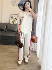 Set864- Set áo cộc tay phối quần dài suông