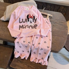 Bt742- bộ len tăm lông thỏ MINNe 3 màu quần suông