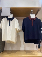 A514-Áo len cộc tay dệt kim 2 màu đen và xanh than