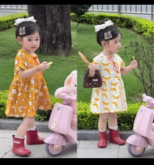 BT897-Combo 2 đầm  bé gái dáng xòe chất cotton mát lịm