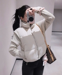 A440-Áo phao đông ấm phối tay len 2 màu đen trắng