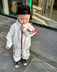 BT756- Bộ nỉ haida khoá kéo màu xám cho bé trai 9-25kg