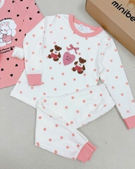 Cb169- (9-26kg) Combo 2 bộ thun díp bé gái Gấu bi VNXK