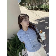A527-Aó len cộc tay cài cúc xanh hàng nhà máy đủ tem