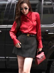 ☘️  A167-ÁO SƠ MI LỤA ĐỎ CỔ DÀI 🌺