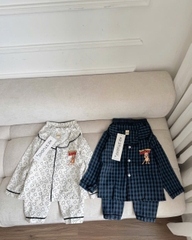 CB374-Combo 2 bộ pijama dài tay bé trai hoạ tiết caro