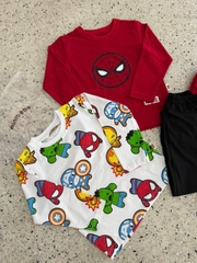BT1010- Combo 2 bộ dài tay cotton ĐỎ-TRẮNG chuẩn Minibebe
