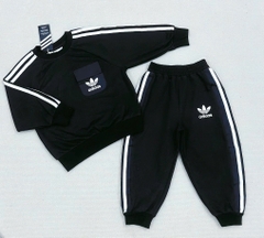 BN161-(9-26kg)-Bộ nỉ thu đông đen sọc trắng ADD bé trai VNXK