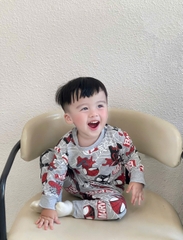 Cb341- Combo 2 bộ thun dài tay thu đông bé trai nhện đỏ xám