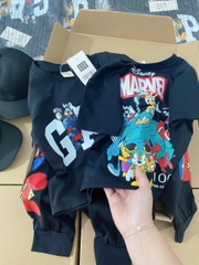 BN125-TẶNG MŨ- Bộ thun cộc tay bé trai tặng kèm mũ đen