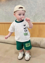 BT300- Bộ nhện ĐỎ quần Than bé trai áo cotton mix quần cua