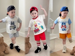 BT903-Combo 3 bộ cotton  viền SIÊU NHÂN kẻ ngang bé trai