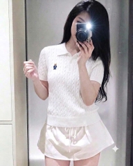 a664-Áo len thừng cộc tay thêu gấu 3 màu