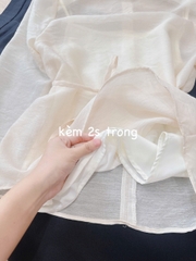 SET397-SET ÁO VOAN TƠ PHỐI CHÂN VÁY LỤA TẶNG KÈM ÁO 2 DÂY