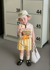 Bt571- Bộ CHIMBA màu vàng quần kẻ chất cotton