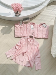 A200-Áo somi thiết kế hồng pastel đính đá