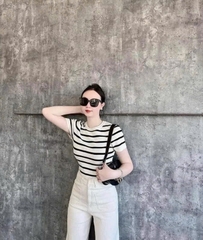 A257- Áo len cộc tay cổ tròn full tem 4 màu hàng nhà máy