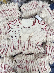 CB311- Combo 3 bộ trắng bi viền đỏ bé gái mix legging chất cotton