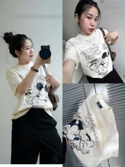 A475-Áo phông màu be MICLEY MOUSE nhà máy nét đẹp dáng s=suông