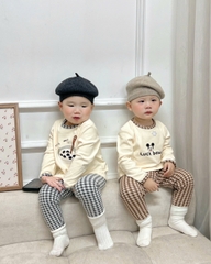 BT662- Bộ home wear  chất cotton zip đẹp quần kẻ