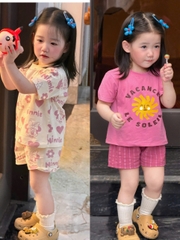 BT911-Combo 2 bộ HOA CAM-VÀNG quần cộc chất cotton