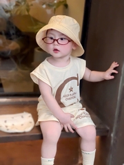 CB2288- combo 2 bộ balo ngồi sau Vàng- Ghi chất cotton