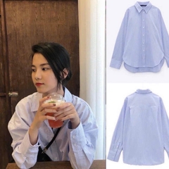 🍀A400- ÁO SMI KẺ XANH - HỒNG chất thô đũi dáng suông