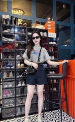 ☘️ SET564- SET QUẦN JEANS NGỐ NẮP TÚI ÁO KẺ  🌿