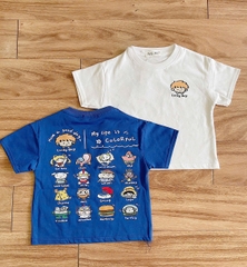 CB345- Combo 2 áo cotton LUCKY BOY xanh trắng cộc tay