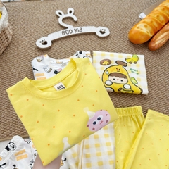BT1041-Combo 3 bộ thun cotton dài tay vàng bé gái