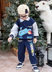 Bt714- Bộ polo phối BEAR xanh phối ghi in pét loại đẹp