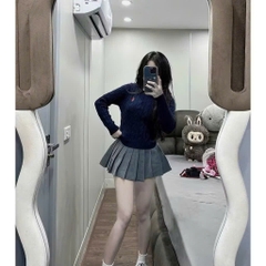 A394- Áo len thừng cổ tròn xanh than hàng nhà máy đủ tem mác