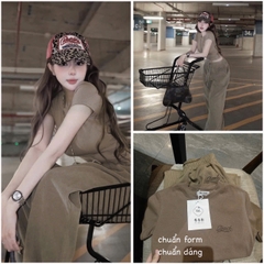 SET482-Set bộ chữ thêu BAD tăm nhung màu nâu quần bom