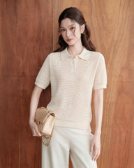 A707- Áo len lỗ cộc tay hoa be hàng nhà máy đủ tem