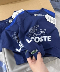 BT269-Bộ LACOSTE xanh ghi logo thêu bé trai ( áo cotton mix quàn nỉ)